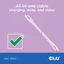 Club 3D USB Typ-C zu Typ-C Kabel 20 Gbps 240W 4K60Hz 2m pink