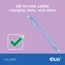 Club 3D USB Typ-C zu Typ-C Kabel 20 Gbps 240W 4K60Hz 2m blau