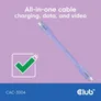 Club 3D USB Typ-C zu Typ-C Kabel 20 Gbps 240W 4K60Hz 2m lila