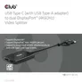 Club 3D USB Typ-C (mit USB Typ-A Adapter) auf dualen DisplayPort (4K60Hz) Video Splitter schwarz