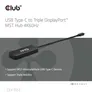 Club 3D USB Typ-C auf Dreifach DisplayPort MST Hub 4K60Hz