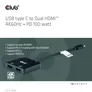 Club 3D USB Typ-C auf Dual HDMI 4K60Hz PD 100W