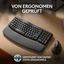 Logitech Wave Keys Grafit Kabellose Tastatur, Bluetooth, ergonomisch, Logi Bolt Empfänger, Unterstützt Logi Option+