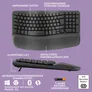 Logitech Wave Keys Grafit Kabellose Tastatur, Bluetooth, ergonomisch, Logi Bolt Empfänger, Unterstützt Logi Option+