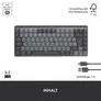 MX Mechanical Mini Grafit, Linear-Switches (Leise), DE-Layout (Qwertz), Logi Bolt Adapter, Bluetooth, USB-C, Unterstützt von Logi Options+