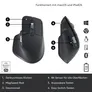 Logitech MX Master 3S Grafit Performance-Maus, Logi-Bolt Adapter, Bluetooth, USB-C, Unterstützt von Logi Options+