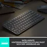 Logitech MX Keys Mini Pale Grey - Kabellose Kompakte Performance Tastatur, Unterstützt Logi Options+