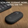 Logitech Pebble Mouse 2 M350S Grafit - Bluetooth (3x Easy-Switch), 4000 DPI, Unterstützt von Logi Options+