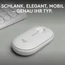 Logitech Pebble Mouse 2 M350S Weiß - Bluetooth (3x Easy-Switch), 4000 DPI, Unterstützt von Logi Options+