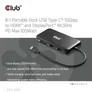 Club 3D 8-1 Tragbare USB Type-C® Dock 10 Gbit/s auf HDMI™ und DisplayPort™ 8K30Hz PD