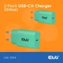 Club 3D USB-C PD3.0 Ladegerät 30 Watt 2 Stück grün