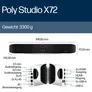 HP | Poly Studio X72 All-In-One-Video-Bar (WiFi/BT 5.0), 7,3-fach Digitaler Zoom