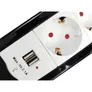 EQUIP 245553 4fach Verteiler mit Schalter und 2fach USB-Lader, Mehrfachsteckdose Schuko