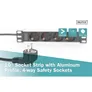 DIGITUS 10" Steckdosenleiste mit Aluminiumprofil, 4-fach Schutzkontaktsteckdose