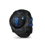 Garmin Instinct® 3 – 50 mm, AMOLED Schwarz mit Silikon-Wechselarmband 26 mm Bolt Blue