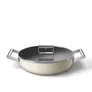 Smeg Schmorpfanne mit Glasdeckel 50's Style 28 cm 2 Griffe Creme