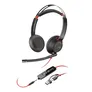 Poly Blackwire 5220 Schwarz Kabelgebundenes Stereo-Headset, USB-C/A und 3.5 mm Klinkestecker, unterstützt Poly Lens