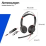 Poly Blackwire 5220 Schwarz Kabelgebundenes Stereo-Headset, USB-C/A und 3.5 mm Klinkestecker, unterstützt Poly Lens