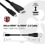 Club 3D CAC-1351 Micro HDMI™ / HDMI™ 4K60Hz Cable M/M 1m
