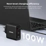 Lenovo Multi-Port USB-C 100W GaN-Ladegerät/ Netzteil Schwarz inkl. USB-C Kabel (1,8m)