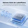 Lenovo 65W Mini USB-C GaN Ladegerät/ Netzteil Schwarz, 1x USB-C