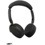 Jabra Evolve3 65 Flex UC Schwarz Kabelloses Bluetooth-Headset, USB-A Dongle, ANC, faltbar, UC-zertifiziert