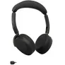 Jabra Evolve3 65 Flex MS Schwarz Kabelloses Bluetooth-Headset, USB-C Dongle, ANC, faltbar, Microsoft Teams zertifiziert