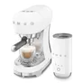 SMEG Kompakt-Bundle Siebträgermaschine 50s Style ECF00 + Milchaufschäumer MFF02 Weiß