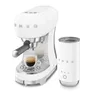 SMEG Kompakt-Bundle Siebträgermaschine 50s Style ECF00 + Milchaufschäumer MFF02 Weiß