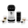 SMEG Kompakt-Bundle Siebträgermaschine 50s Style ECF00 + Milchaufschäumer MFF02 Schwarz