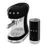 SMEG Kompakt-Bundle Siebträgermaschine 50s Style ECF00 + Milchaufschäumer MFF02 Schwarz