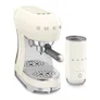 SMEG Kompakt-Bundle Siebträgermaschine 50s Style ECF00 + Milchaufschäumer MFF02 Creme