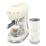 SMEG Kompakt-Bundle Siebträgermaschine 50s Style ECF00 + Milchaufschäumer MFF02 Creme