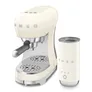 SMEG Kompakt-Bundle Siebträgermaschine 50s Style ECF00 + Milchaufschäumer MFF02 Creme