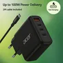 Acer 100W GaN USB-C Schnellladegerät ZL.ADTCC.00L | 3x USB-C, 1x USB-A, Power Delivery, 4 Geräte gleichzeitig