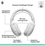 Logitech Zone Vibe Pro Bluetooth Headset mit ANC | 3 KI-Mikrofone | Multipoint Bluetooth 5.2 | Bis zu 66 Stunden Akkulaufzeit | USB-C | Weiß