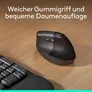 Logitech Lift Vertical vertikale Maus Graphite kabellos (Logi Bolt) für Rechtshänder