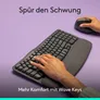 Logitech Wave Keys kabellose ergonomische Tastatur mit Handballenauflage, Bluetooth & Logi Bolt, Grafit