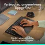 Logitech Wave Keys kabellose ergonomische Tastatur mit Handballenauflage, Bluetooth & Logi Bolt, Grafit