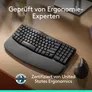 Logitech Wave Keys kabellose ergonomische Tastatur mit Handballenauflage, Bluetooth & Logi Bolt, Grafit